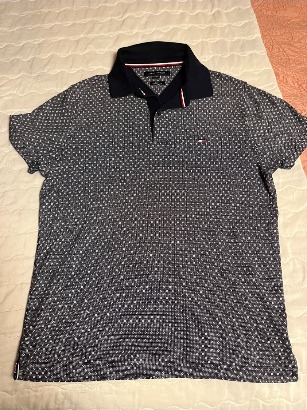 Tommy Hilfiger Navy Polo with Micro Dot Print